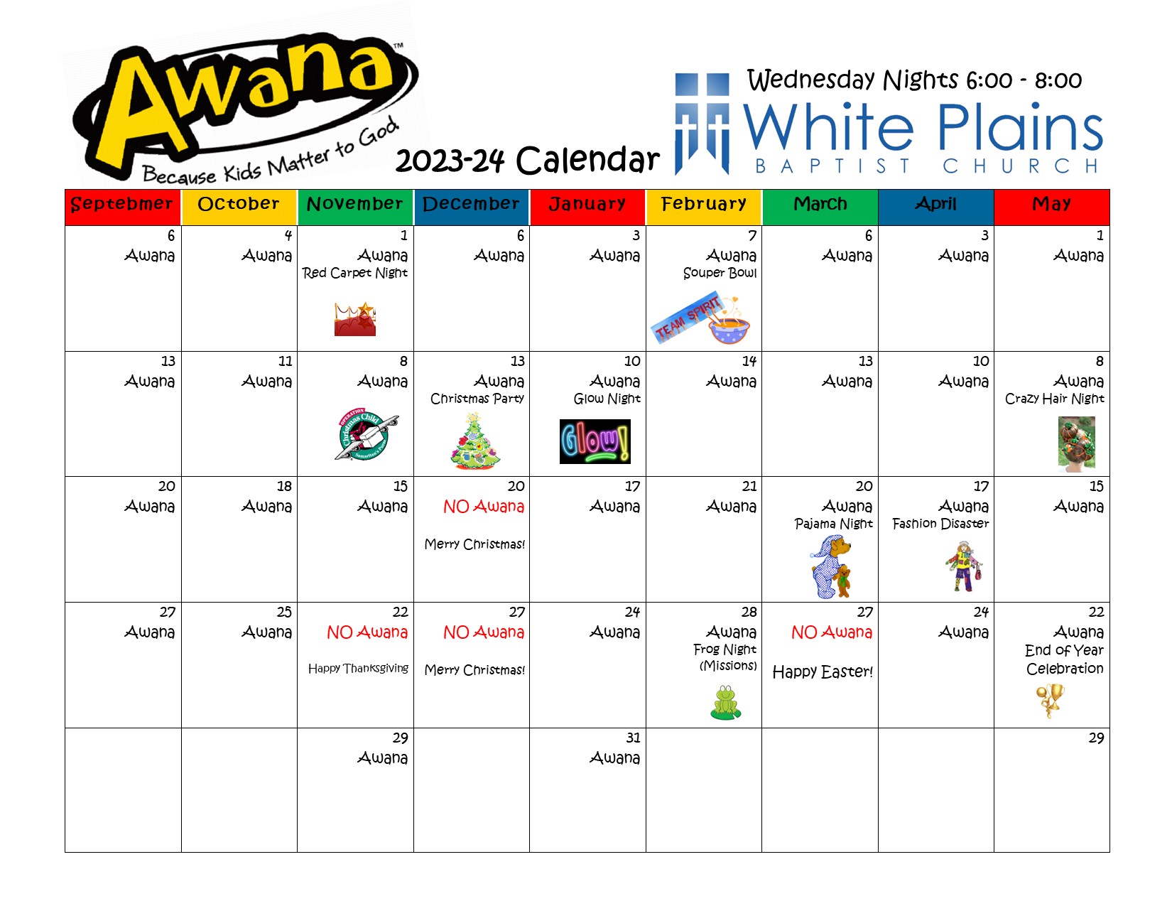Awana Yearly Calendar 2023-24