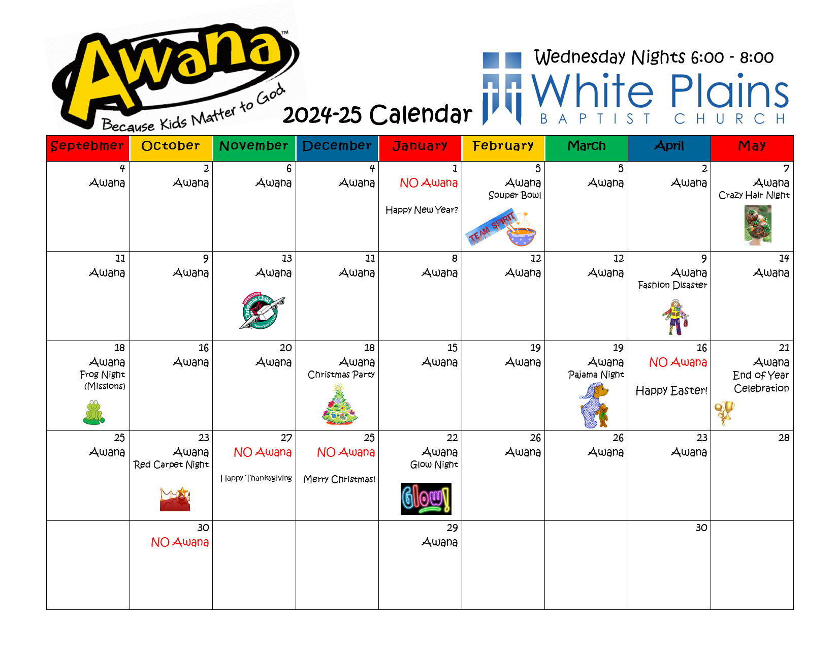 Awana Yearly Calendar 2024-25